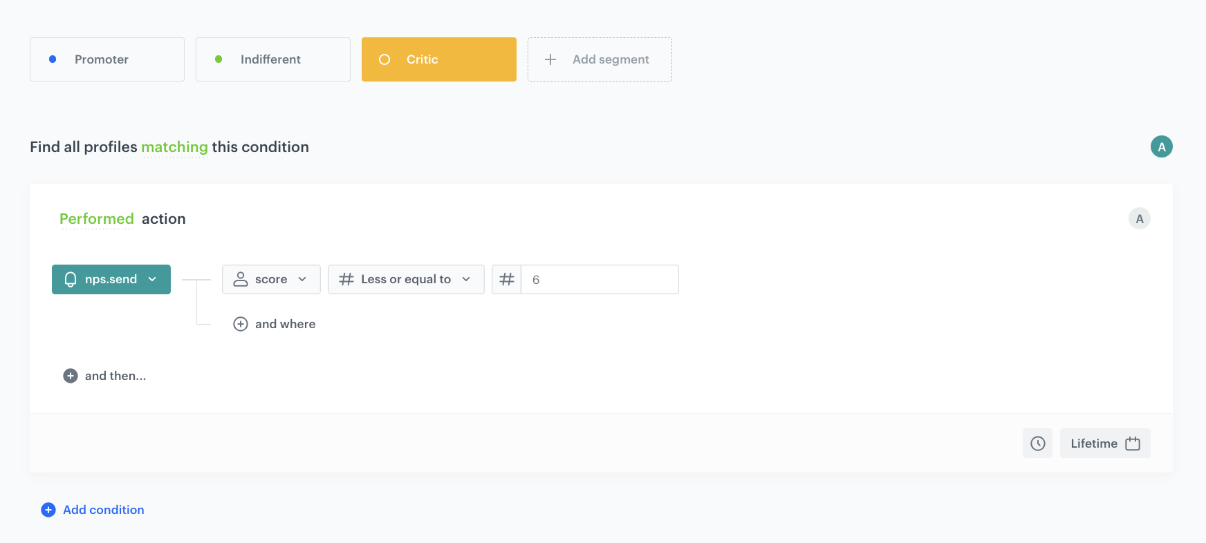 Configuration of the segment