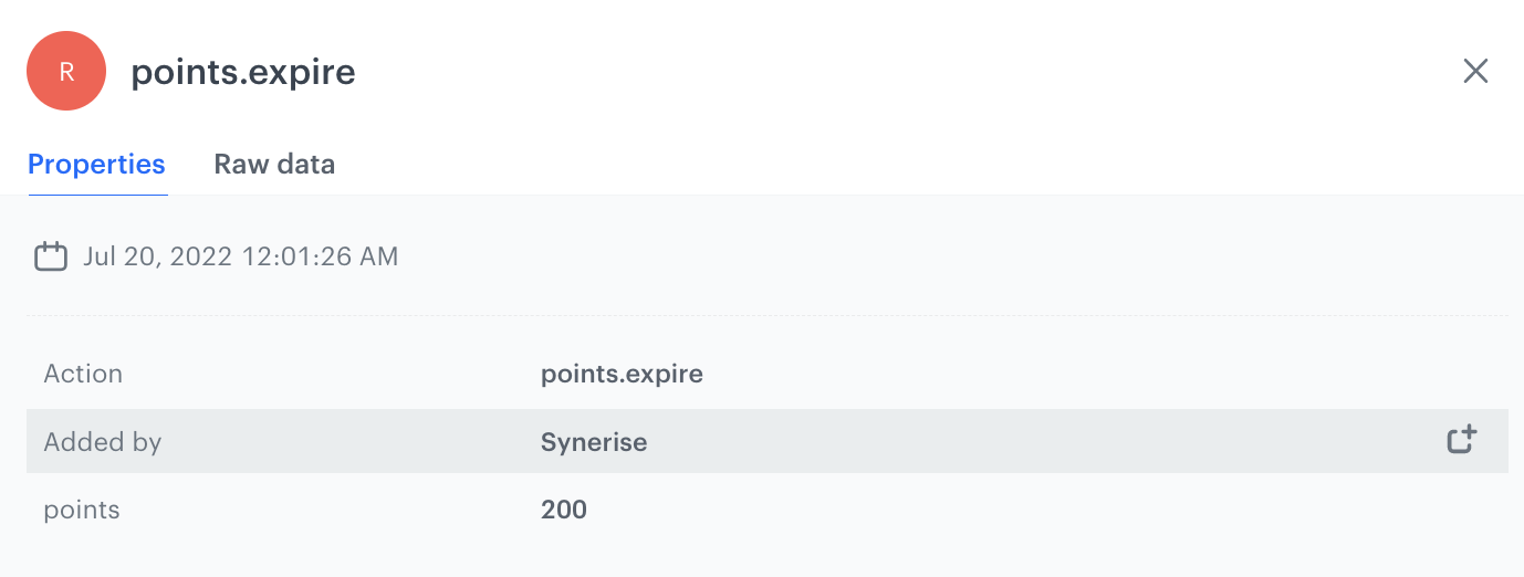 The view of the points.expire event