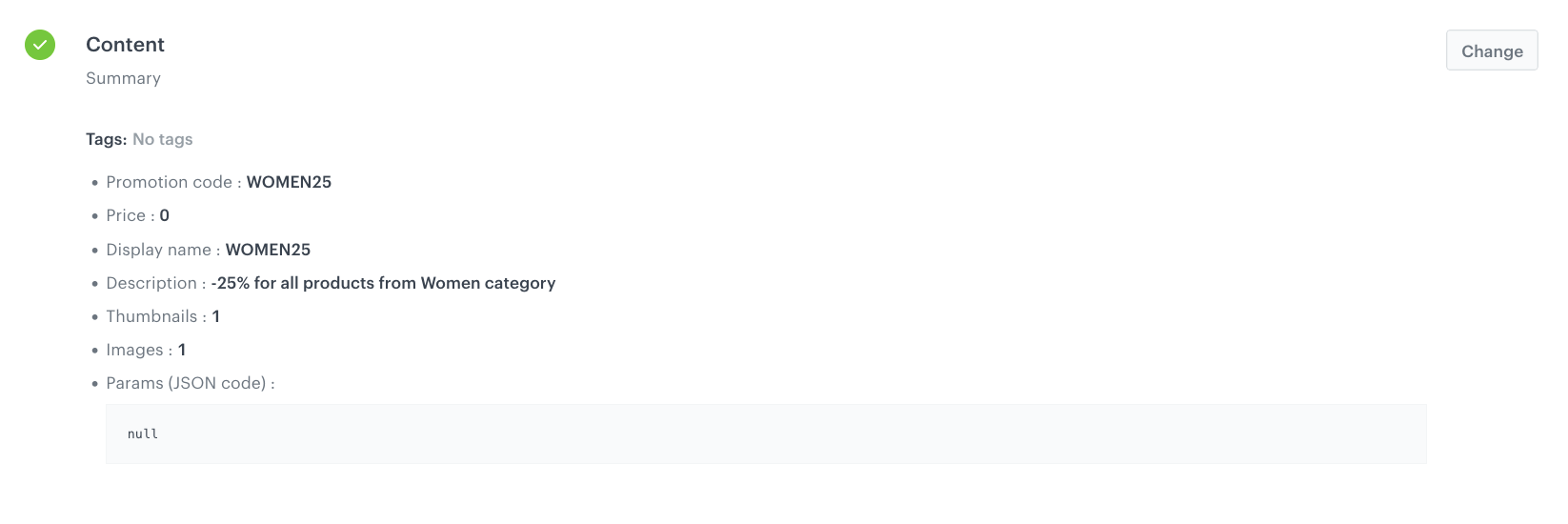 The view of Content configuration