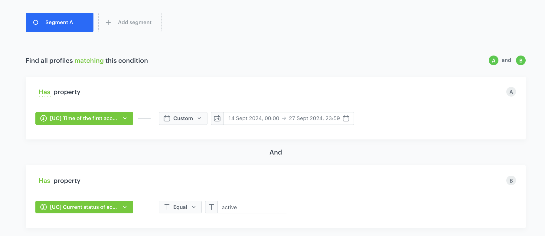 The segmentation settings