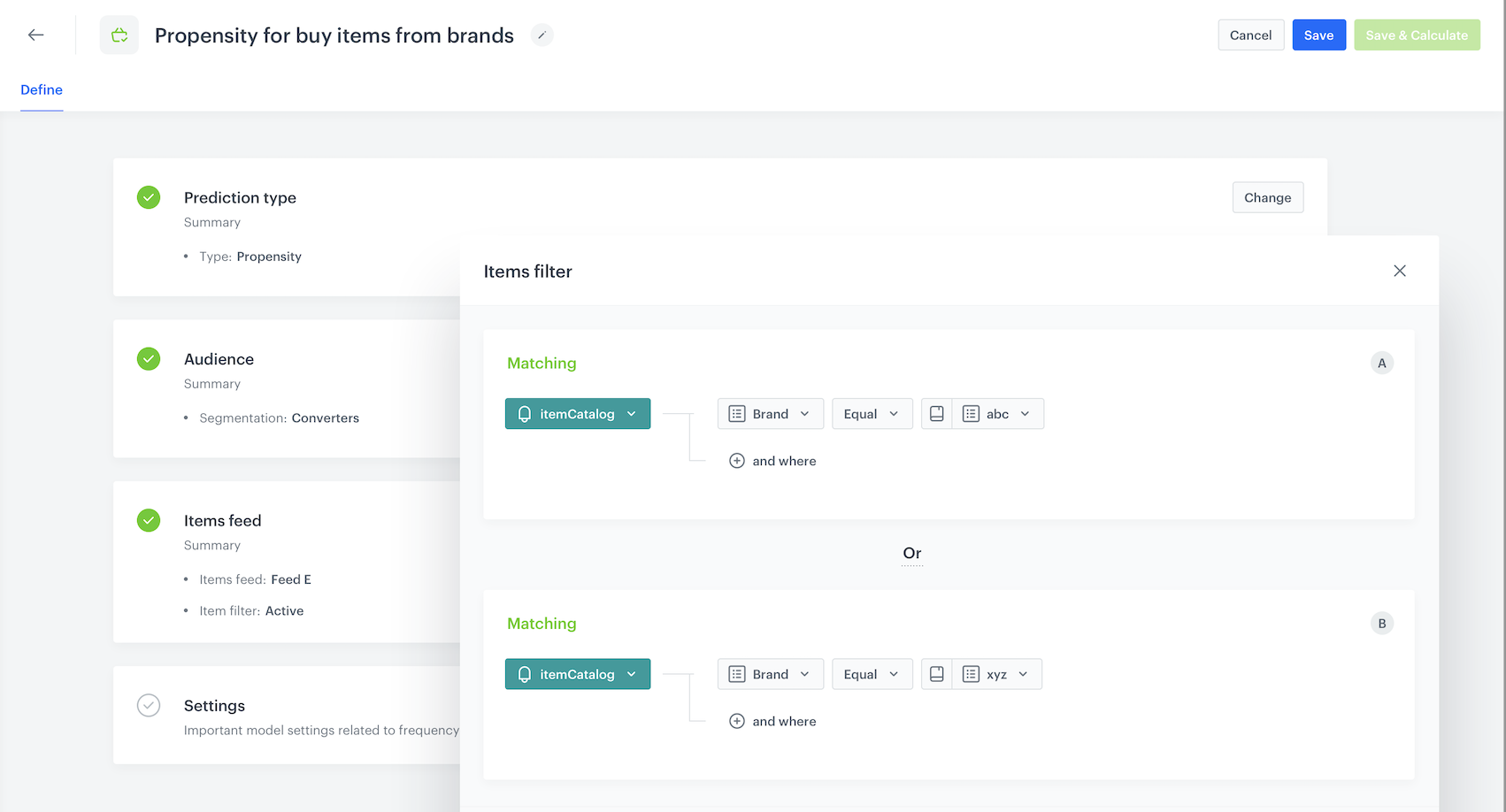 Propensity to buy items from one of two matching brands