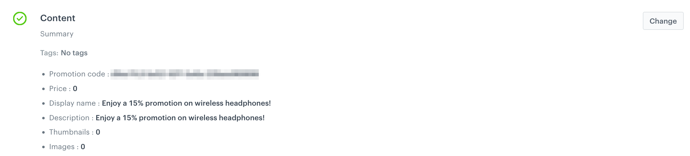 Example of promotion content