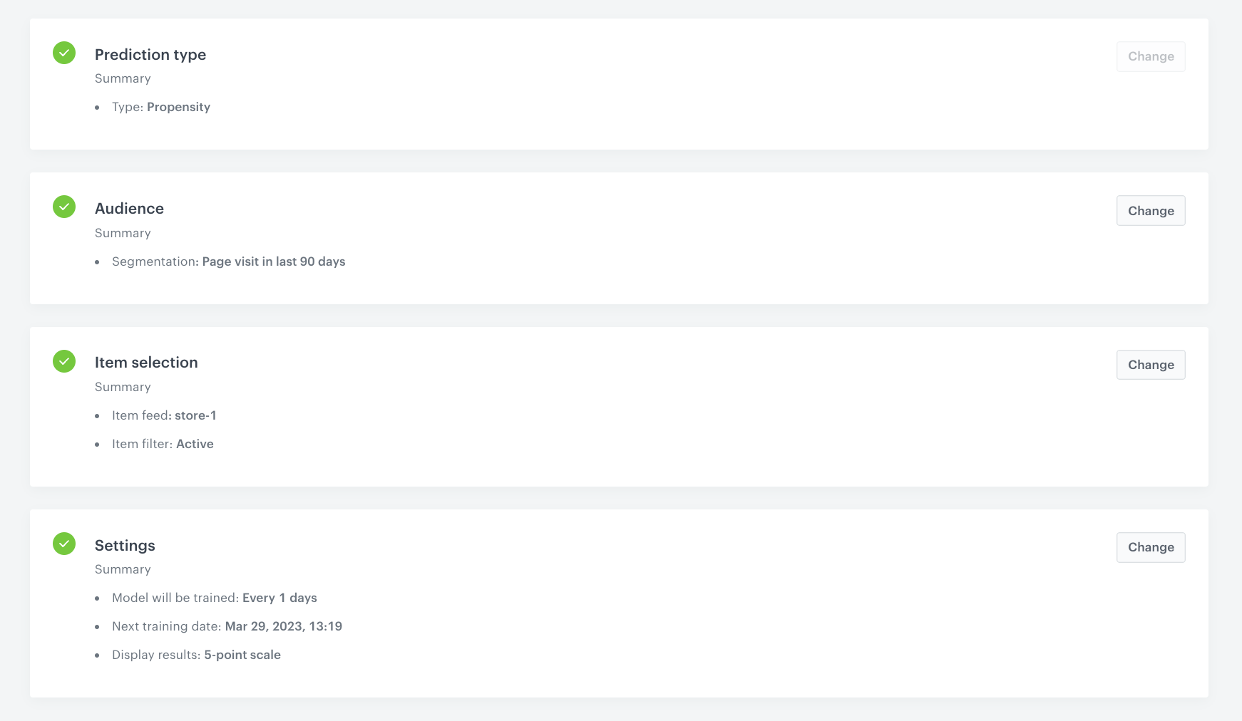 Configuration of the prediction
