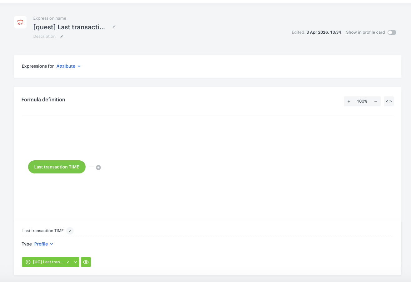 Configuration of the last transaction time expression