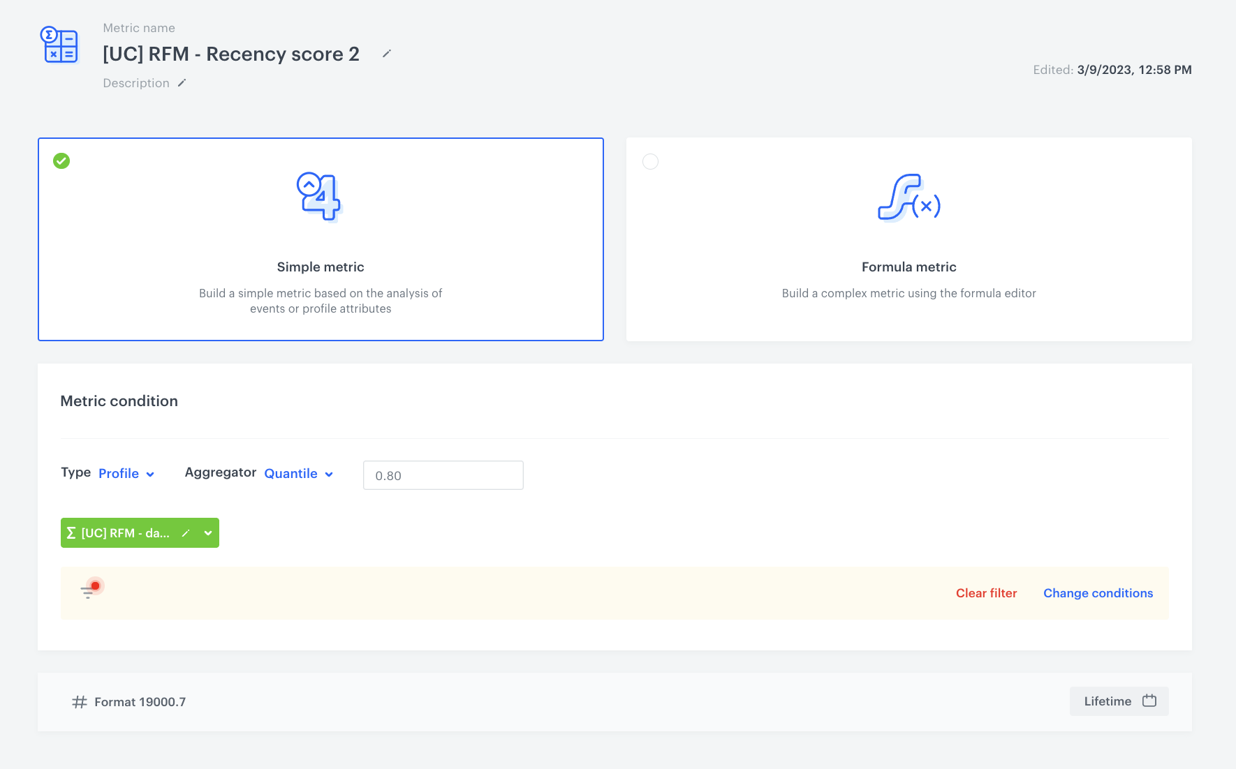 The metric that calculates 0.80 quantile of the expression
