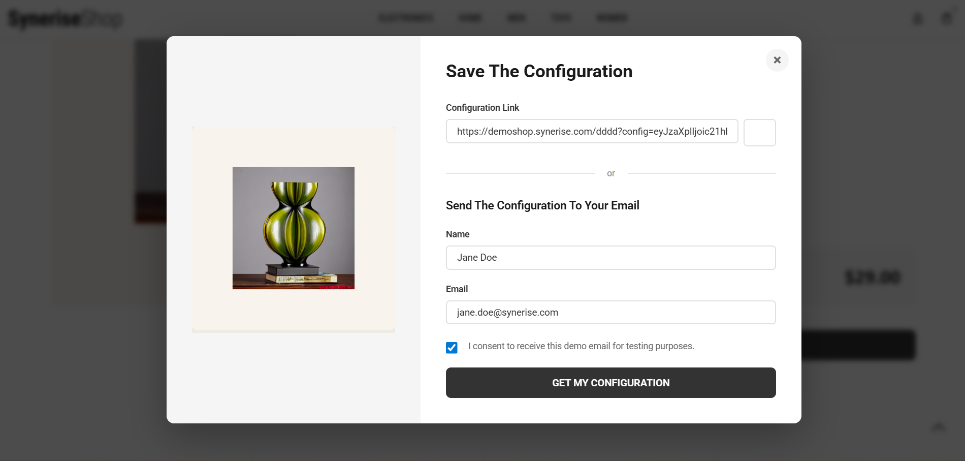 Saving product configuration form