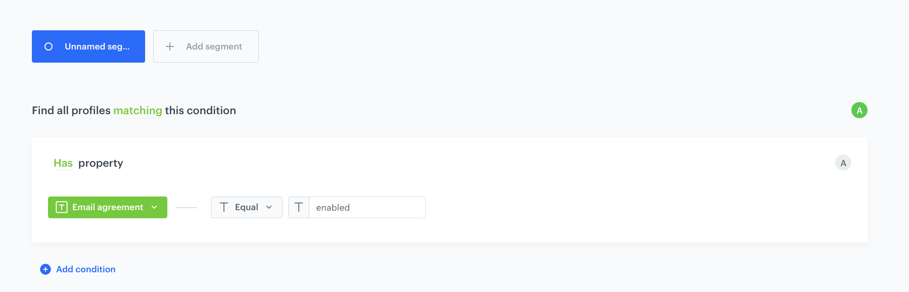 The configuration of the segmentation