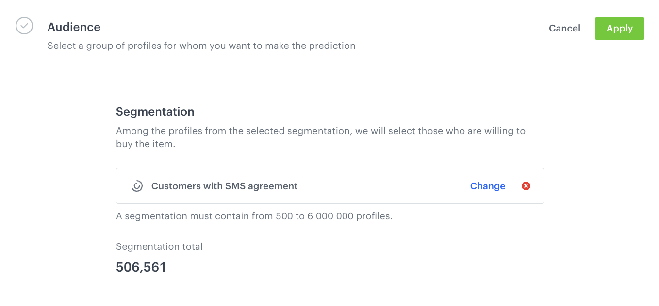 The Audience section configured