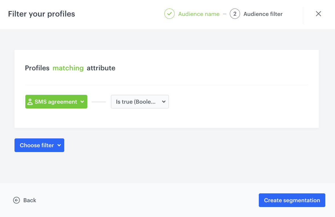 The configuration of the segmentation
