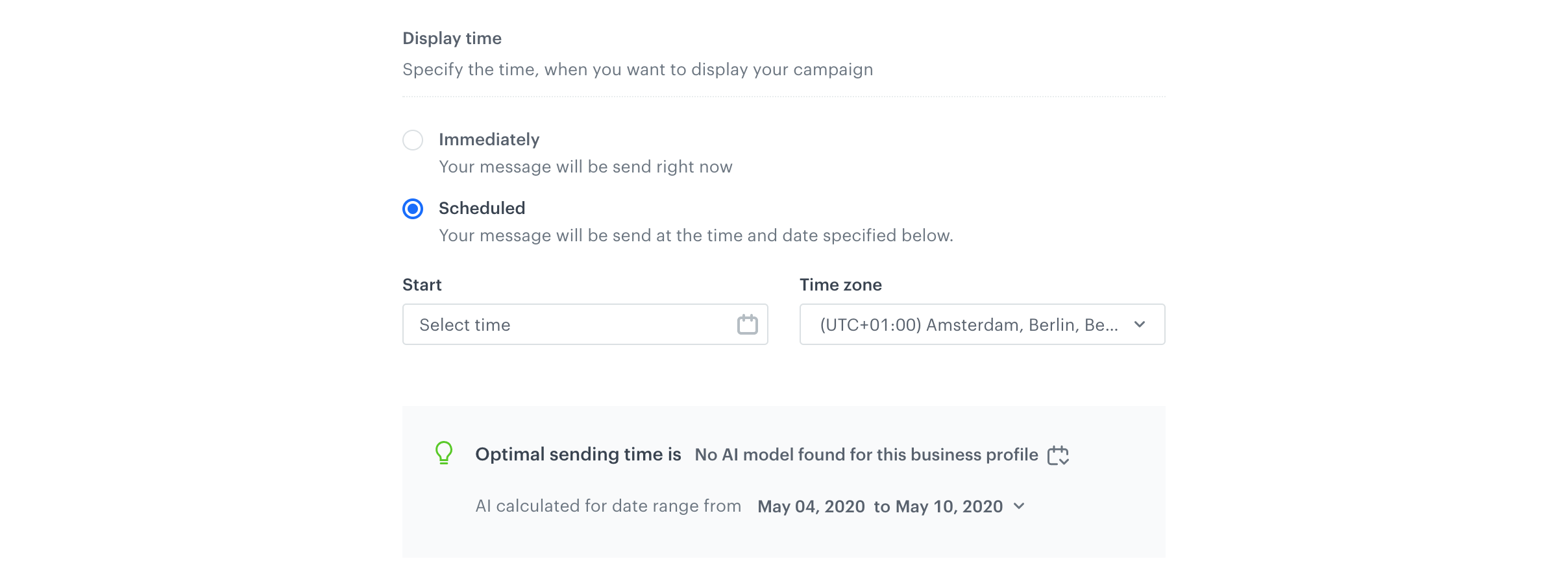 Screenshot presenting campaign optimizer