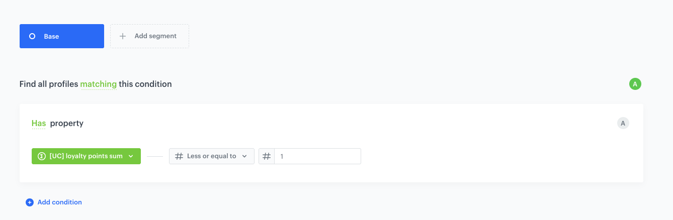 Configuration of the Base loyalty level segmentation