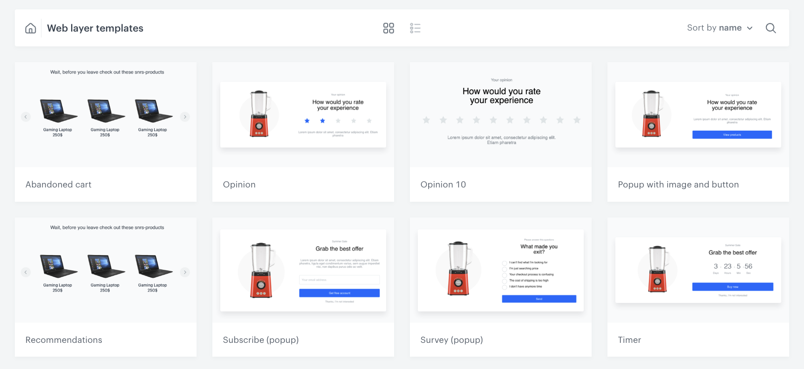 The view of the Web layer templates folder
