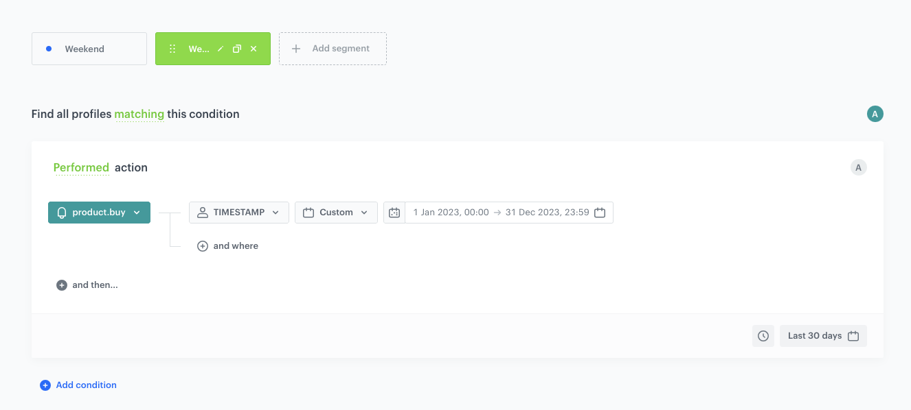 Conditions of the segment