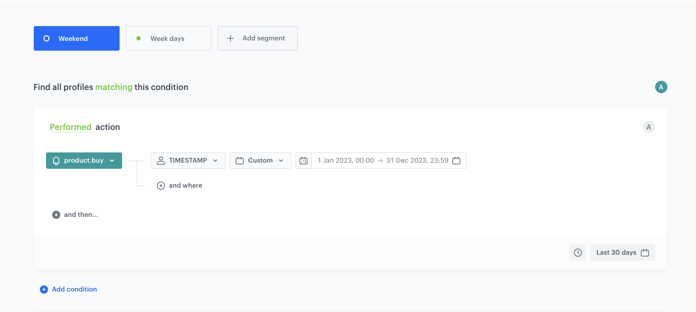 Conditions of the segment