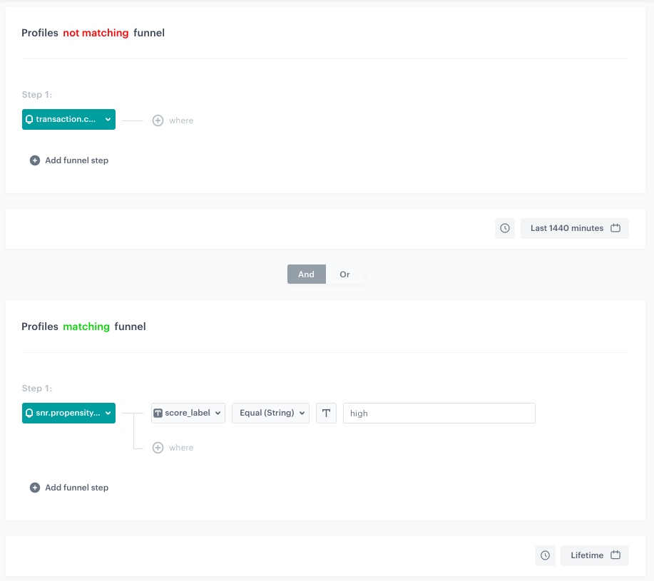 The view of Profile Filter node configuration