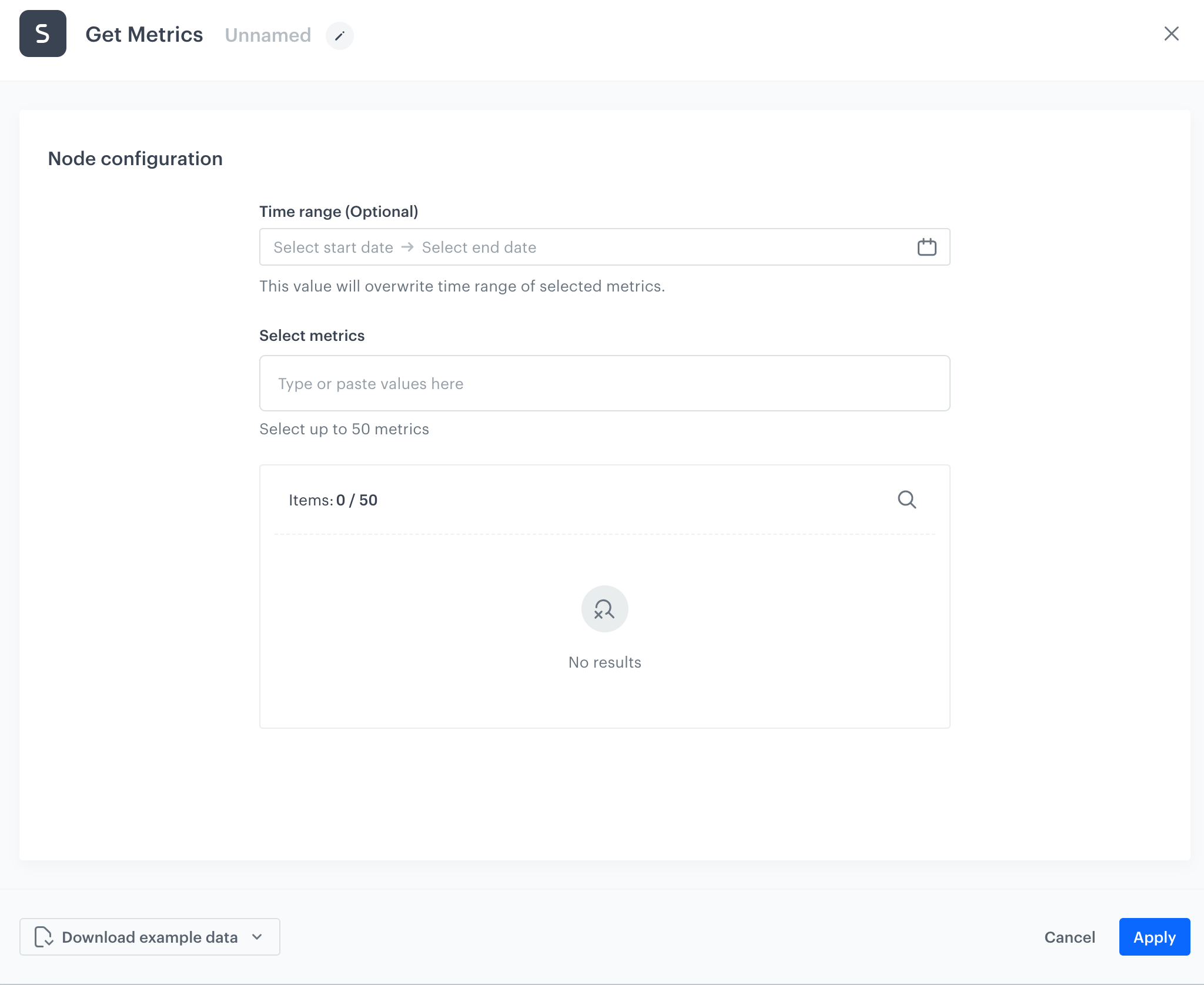 "Get Metrics" node — Synerise Documentation