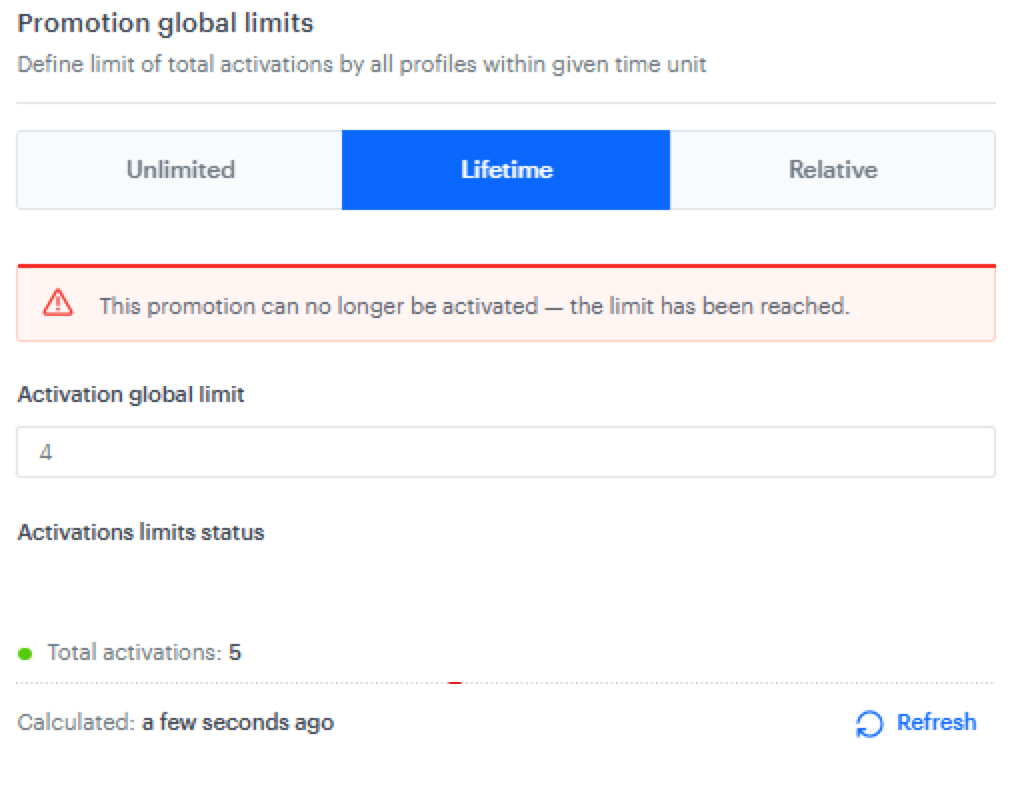 Discrepancy between Total activations count and value in the Activations global limit field
