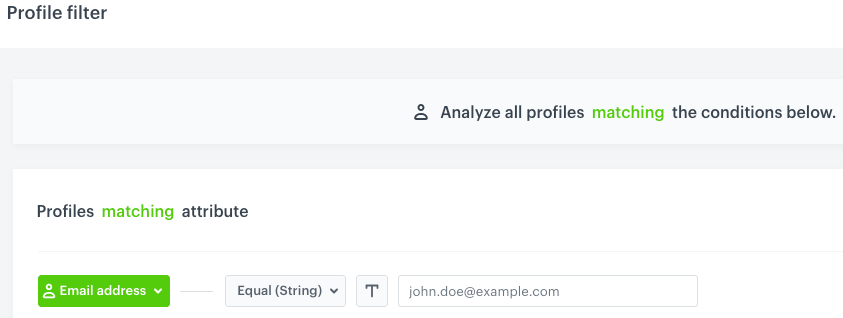 A user with the specific email address is selected