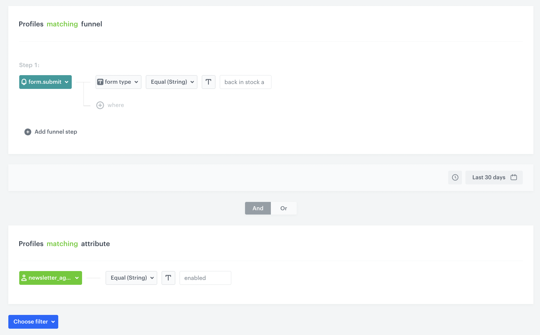 Automation Hub Audience node configuration checking back-in-stock alert signup and newsletter agreement