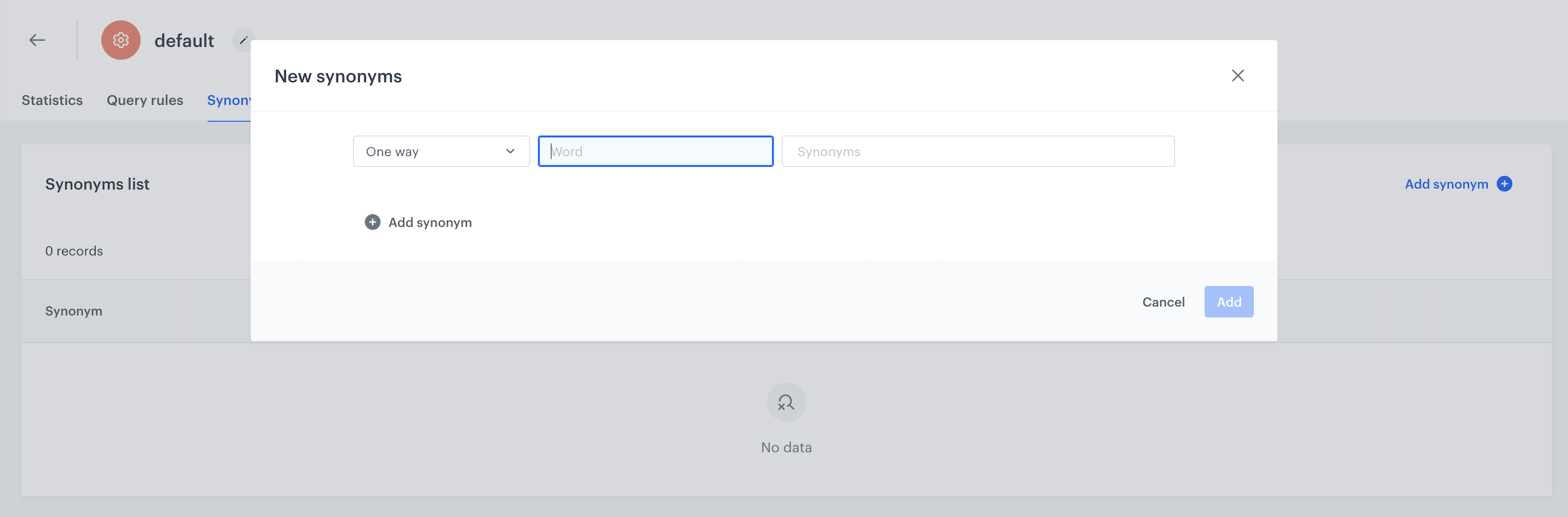 Screenshot presenting query rules
