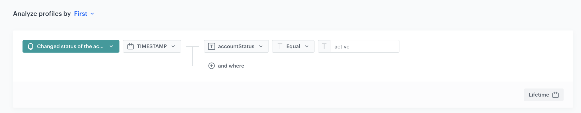 Decision Hub First aggregate returning the TIMESTAMP of the first account.status event with active status over a customer's lifetime