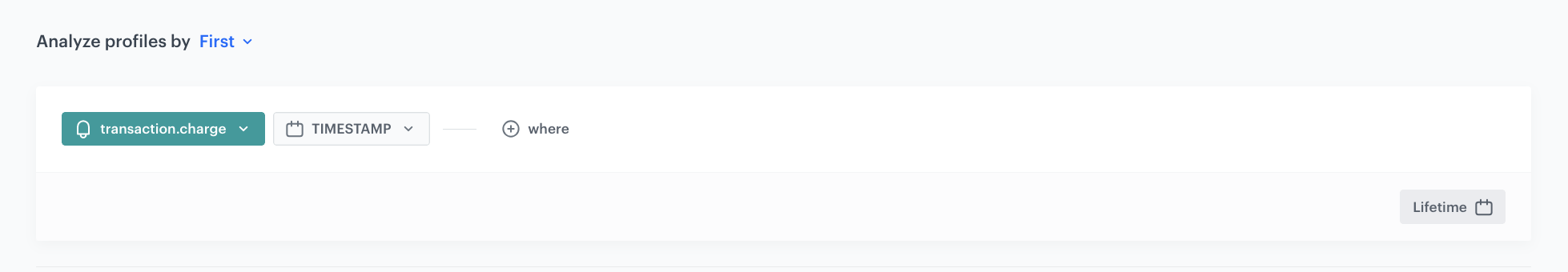 Decision Hub First aggregate returning the TIMESTAMP of the first transaction.charge event over a customer's lifetime