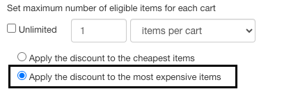 Apply to the most expensive option in VTEX