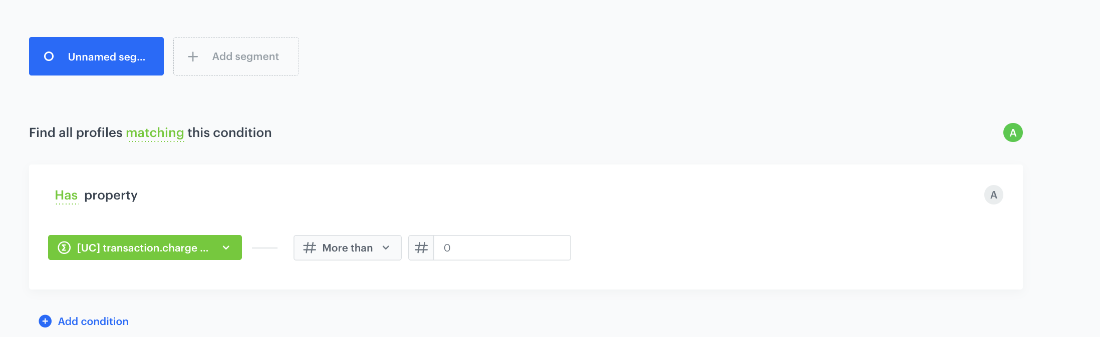 Decision Hub segmentation configured to include customers with transaction count above the 0.7 quantile metric value