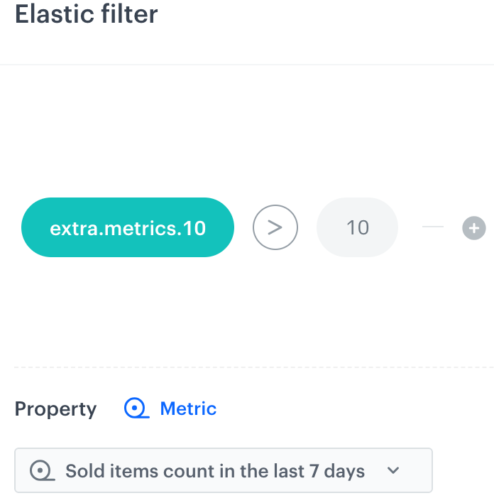 IQL Query filter in AI Hub comparing a predefined Synerise metric value
