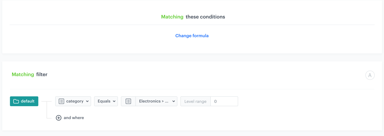 Visual Builder filter in AI Hub filtering by item subcategory hierarchy level