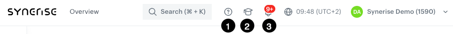 Top bar of the Synerise platform