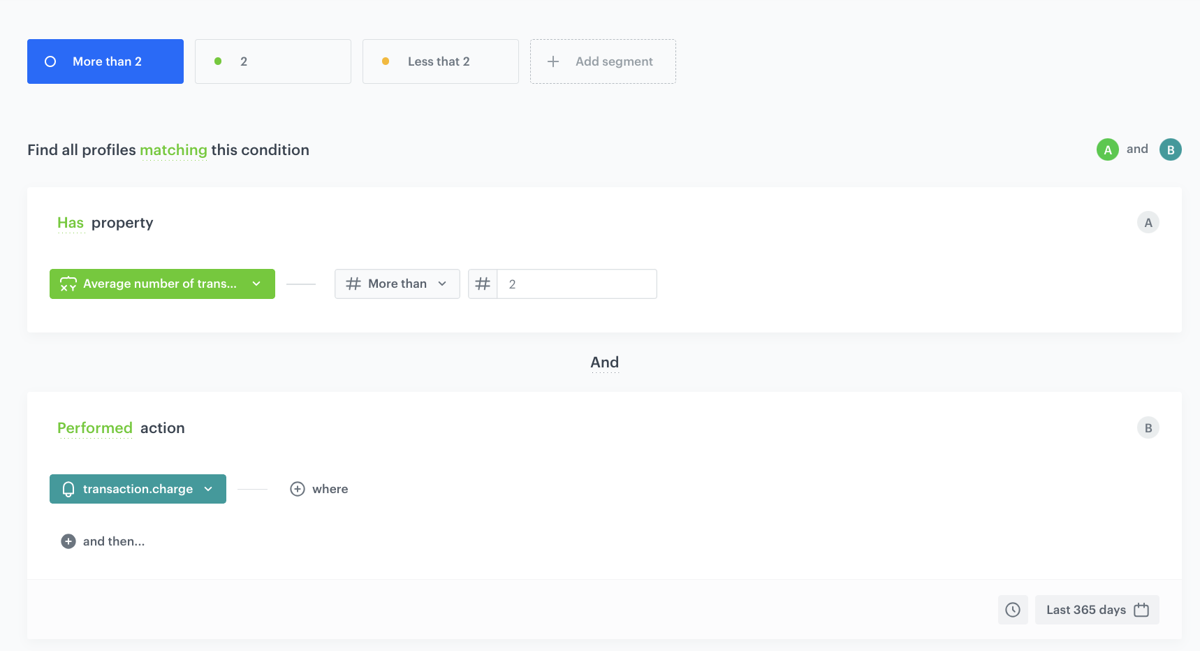 Decision Hub segmentation conditions based on average monthly transactions expression