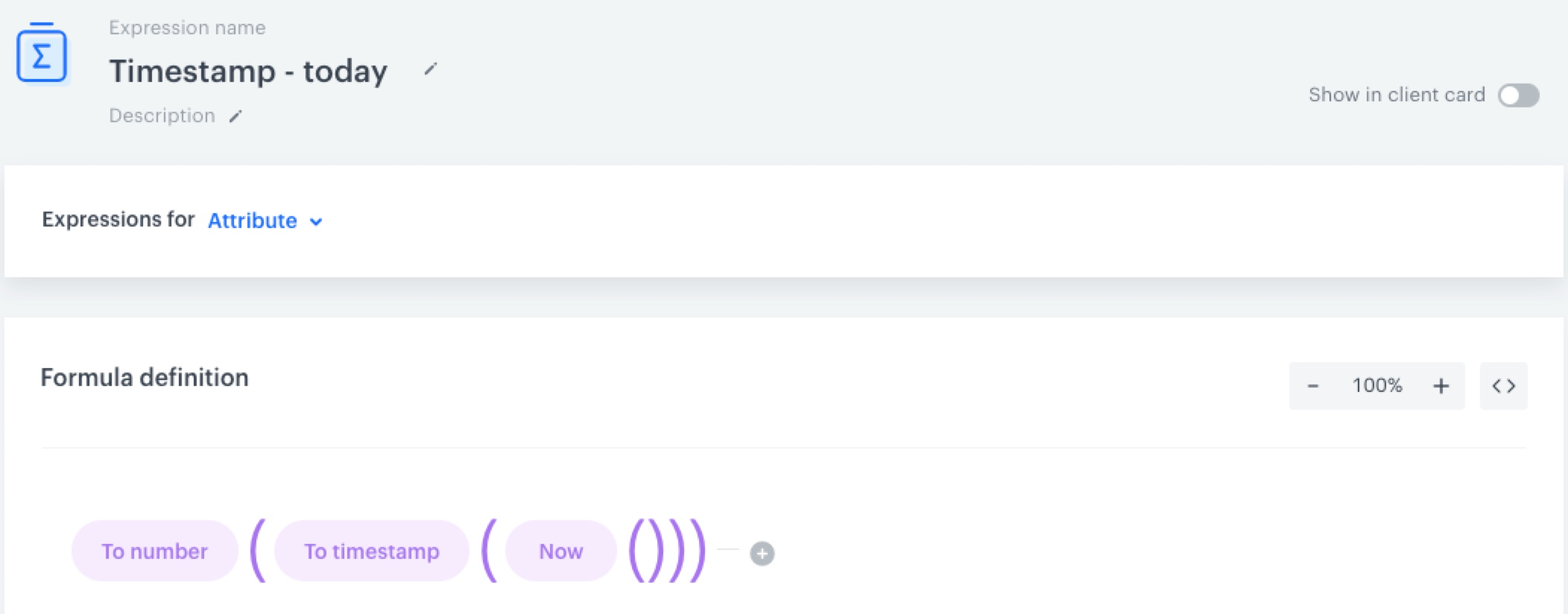 Behavioral Data Hub expression formula returning timestamp of today