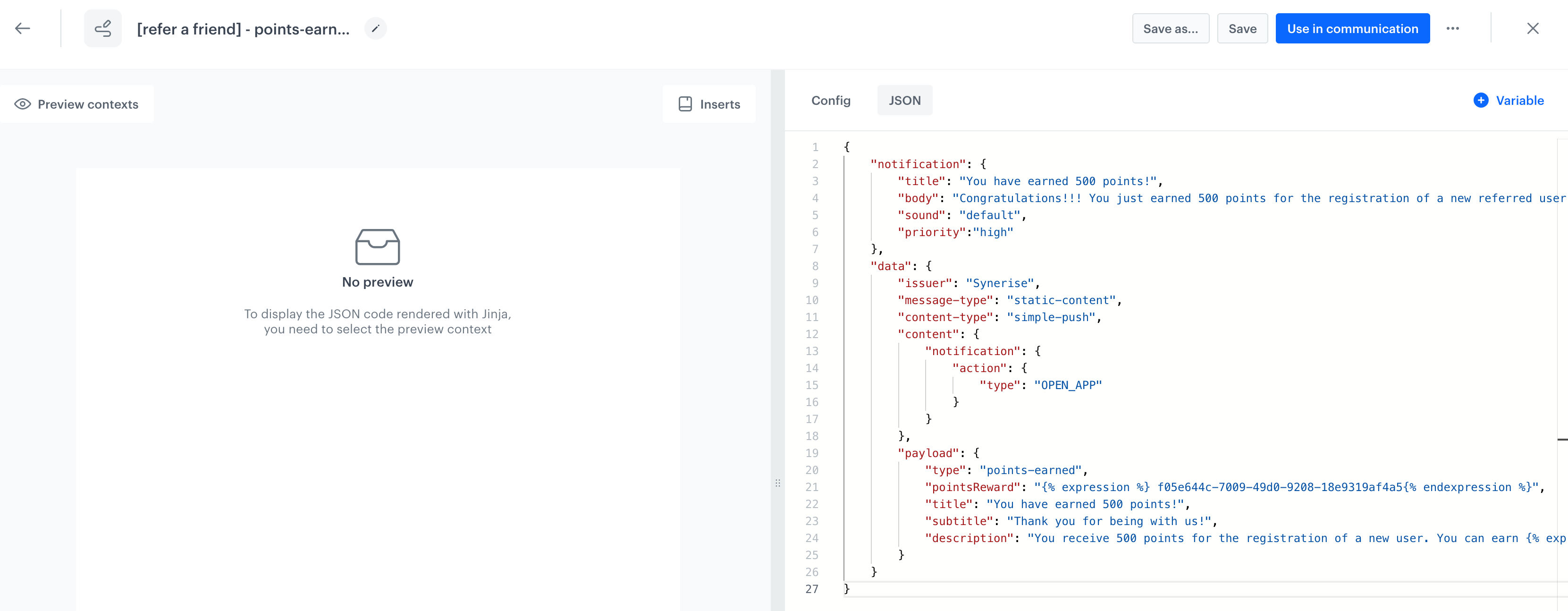 Using mobile push code editor — Synerise Documentation