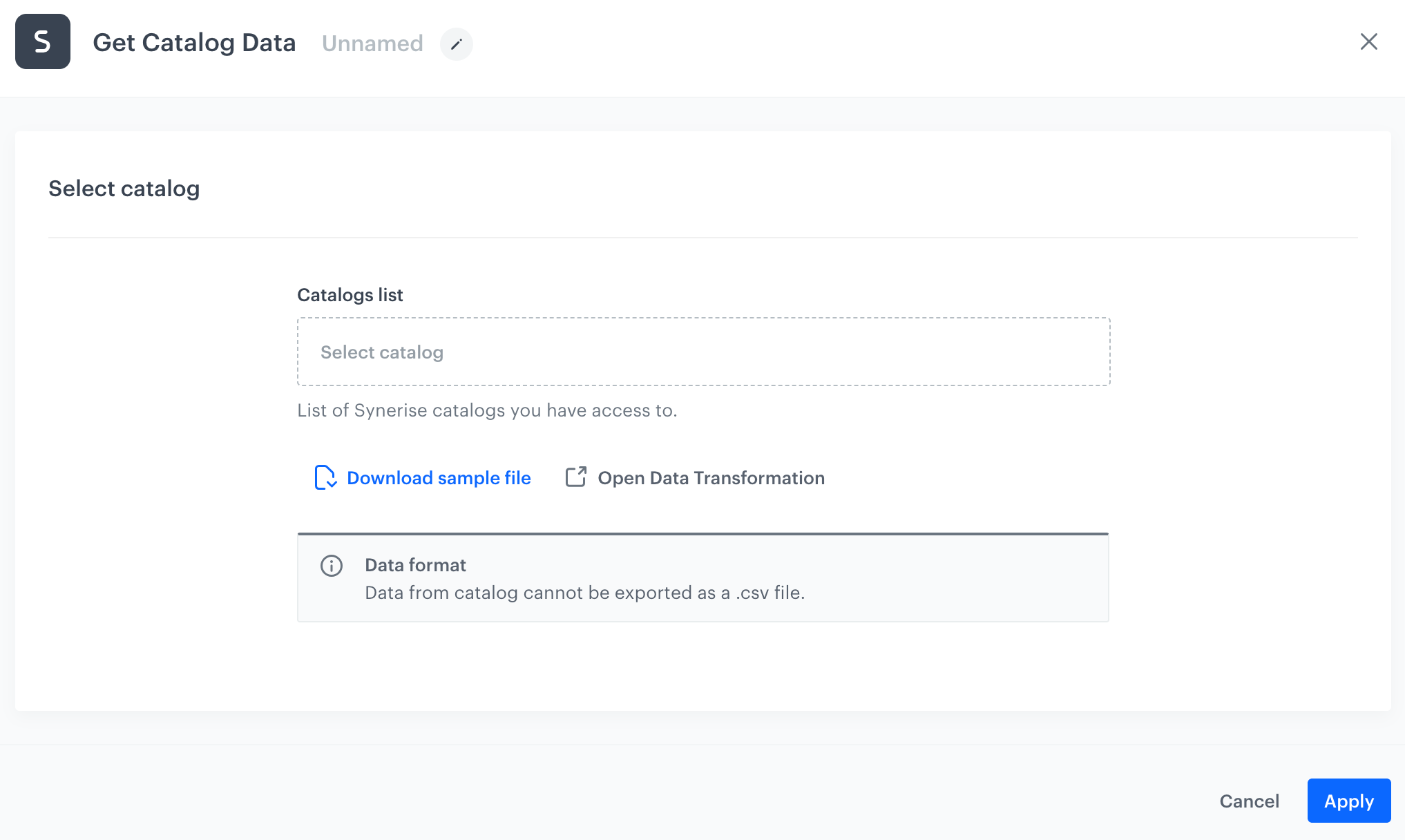 "Get Catalog Data" node — Synerise Documentation