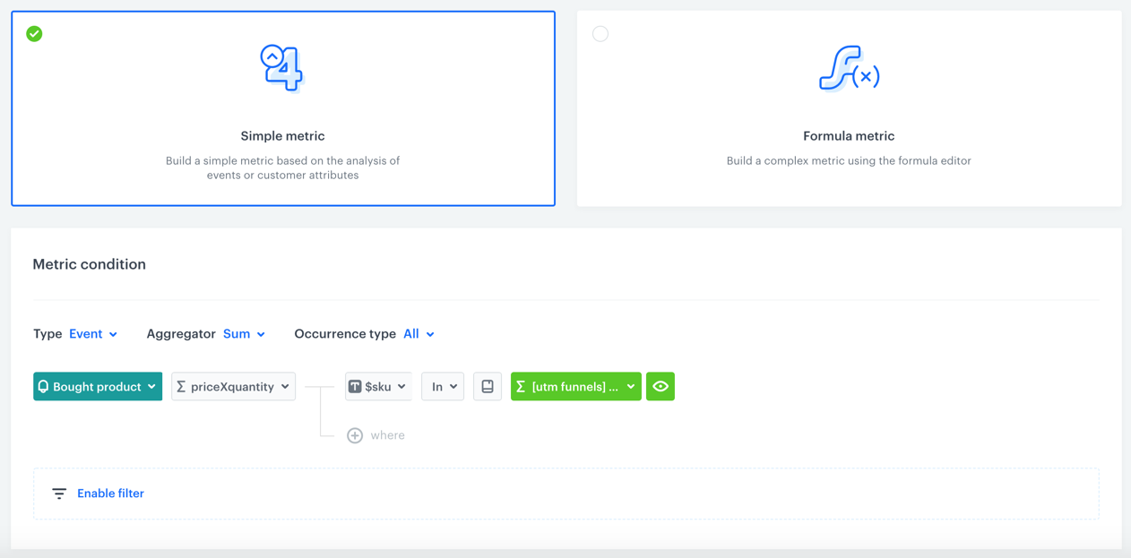Filled settings of the metric
