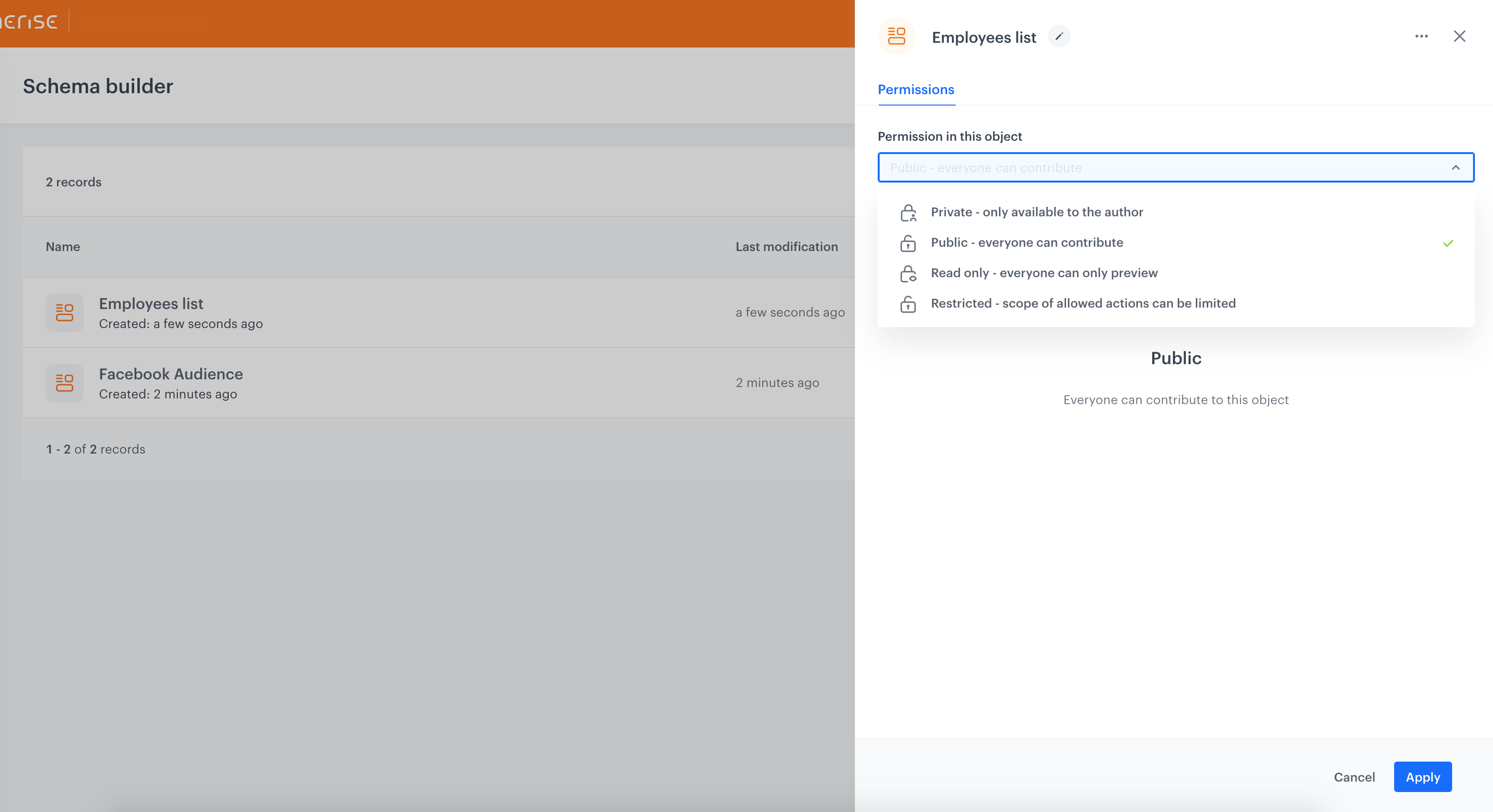 Assigning permissions to a schema