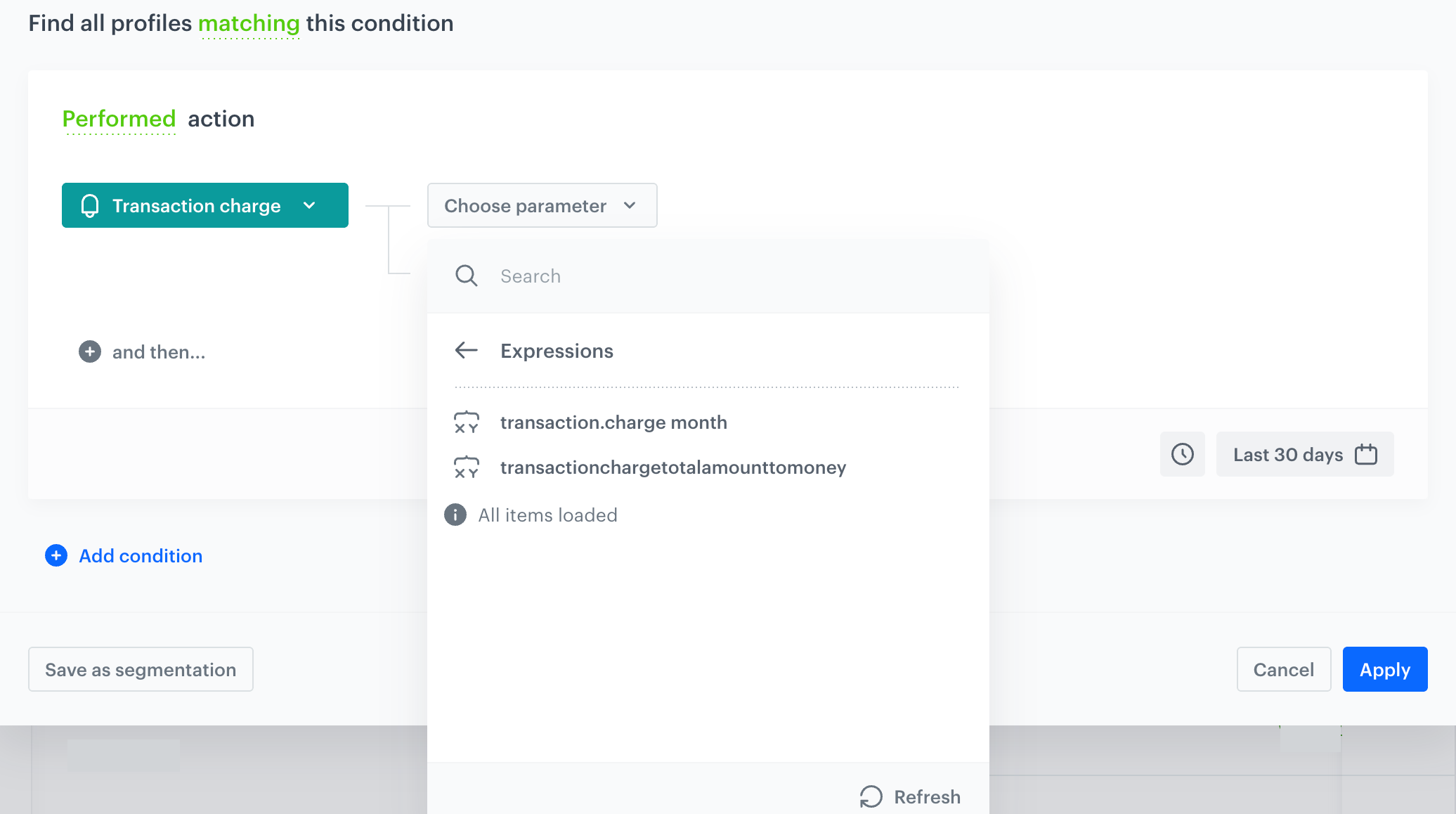 Selecting the group of customers in the Audience node