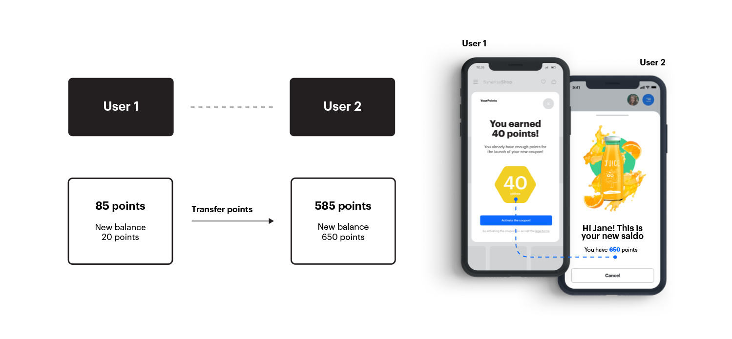 Diagram illustrating the loyalty points transfer process