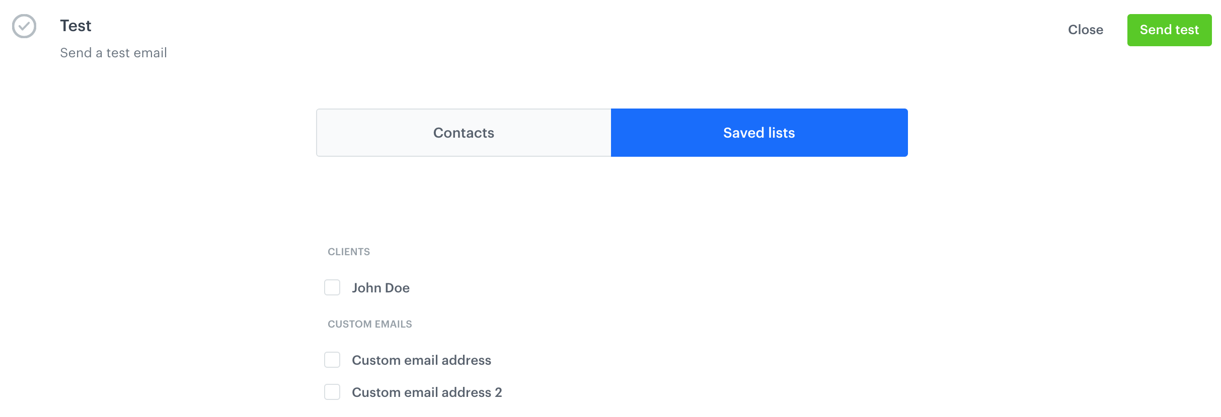 Test email section