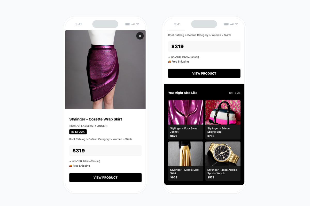 In-app message example