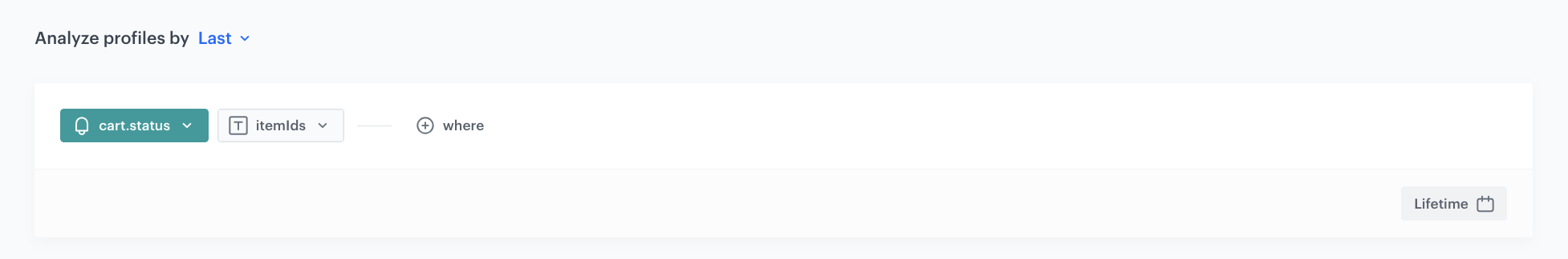Decision Hub Last aggregate returning the ItemIds parameter of the last cart.status event over a customer's lifetime