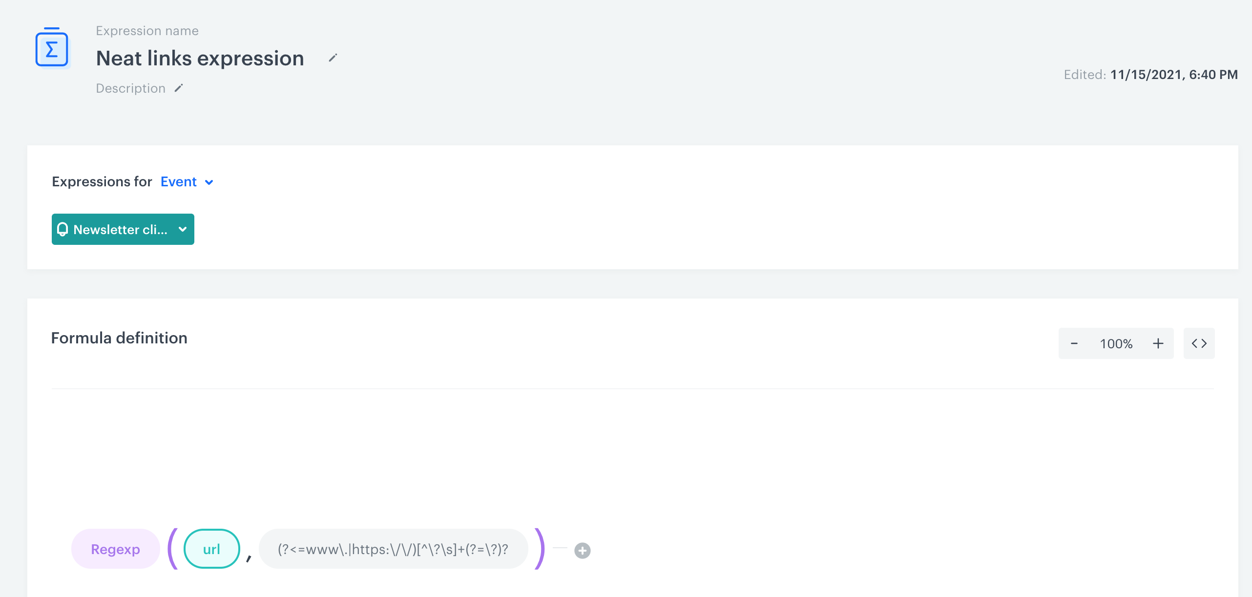 Behavioral Data Hub expression formula using Regexp to extract clean URLs from newsletter click events