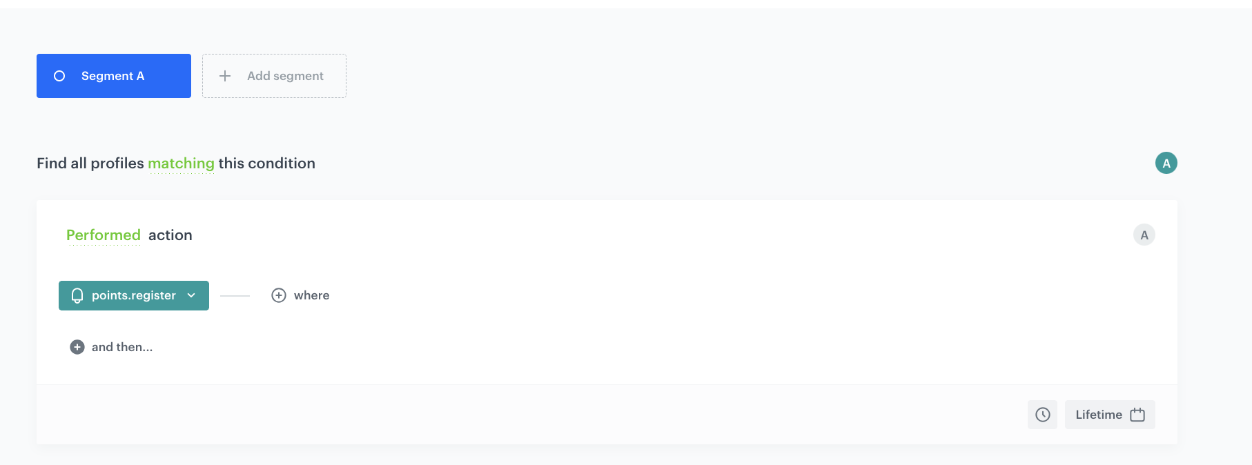 Decision Hub segmentation configuration filtering customers who registered for the loyalty program