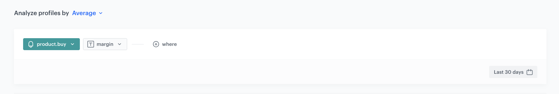 Decision Hub Average aggregate returning the average margin value from product.buy events
