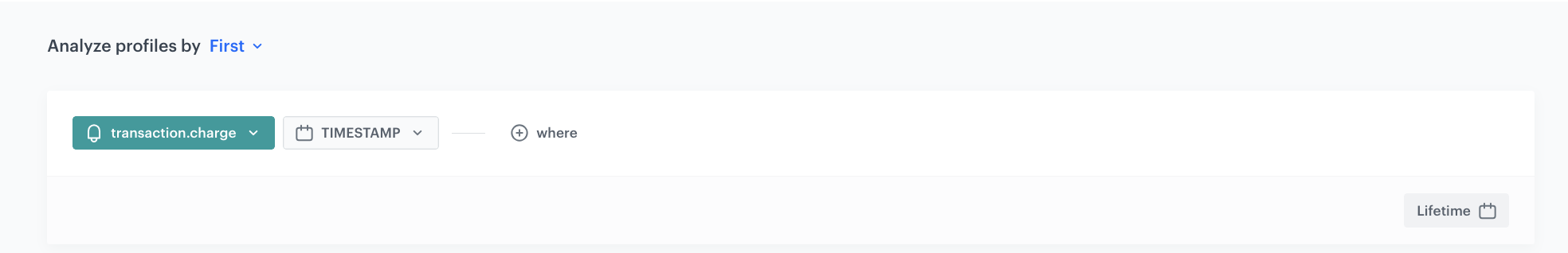 Behavioral Data Hub aggregate formula returning timestamp of first transaction.charge event