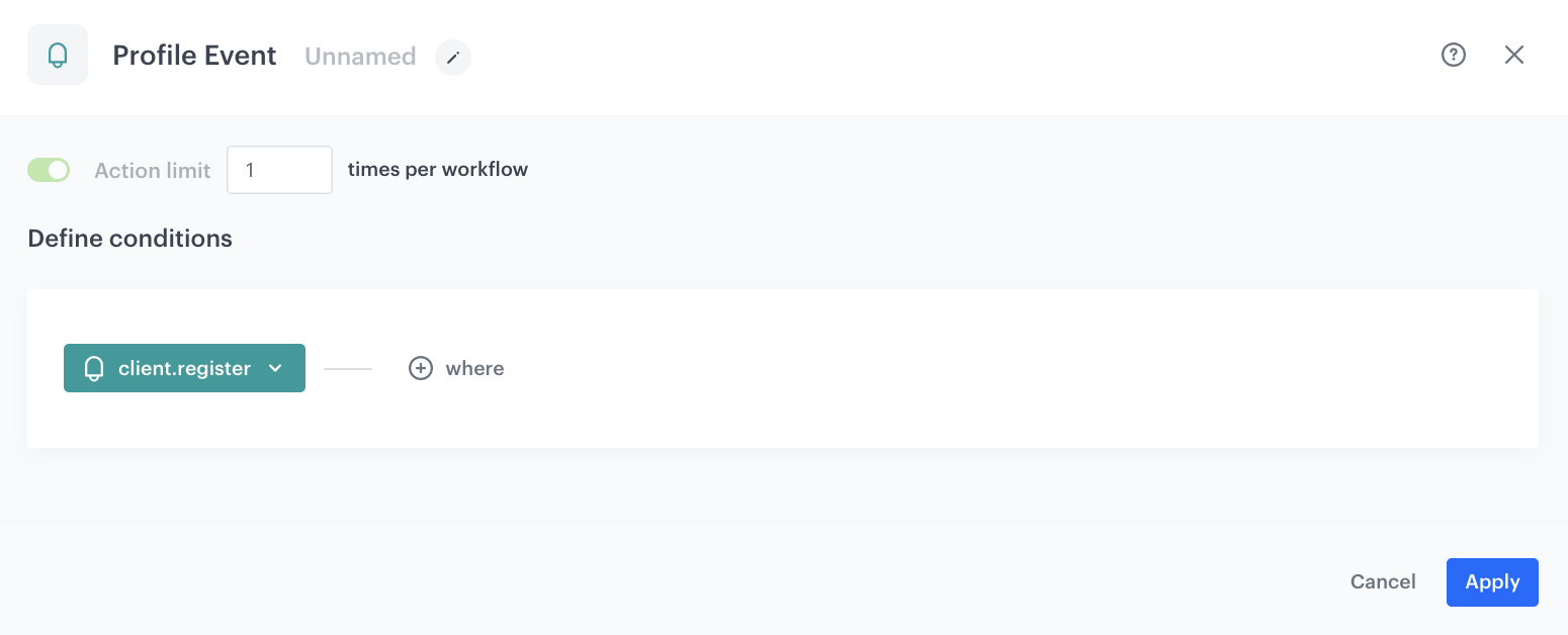 Automation Hub workflow for a welcome promotional campaign (first variant)