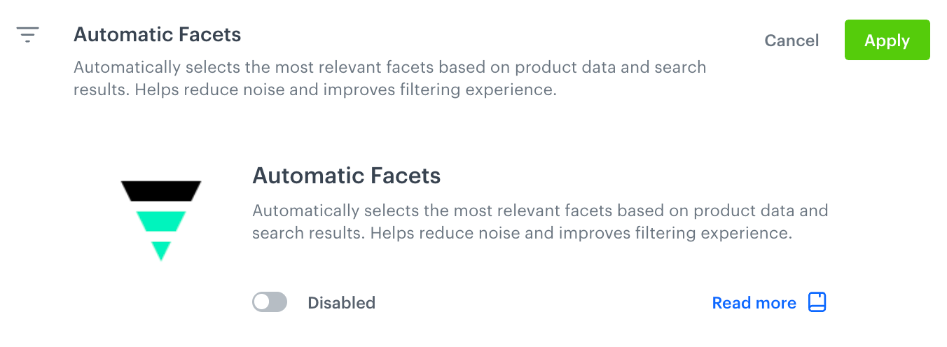 Disabled Automatic Facets