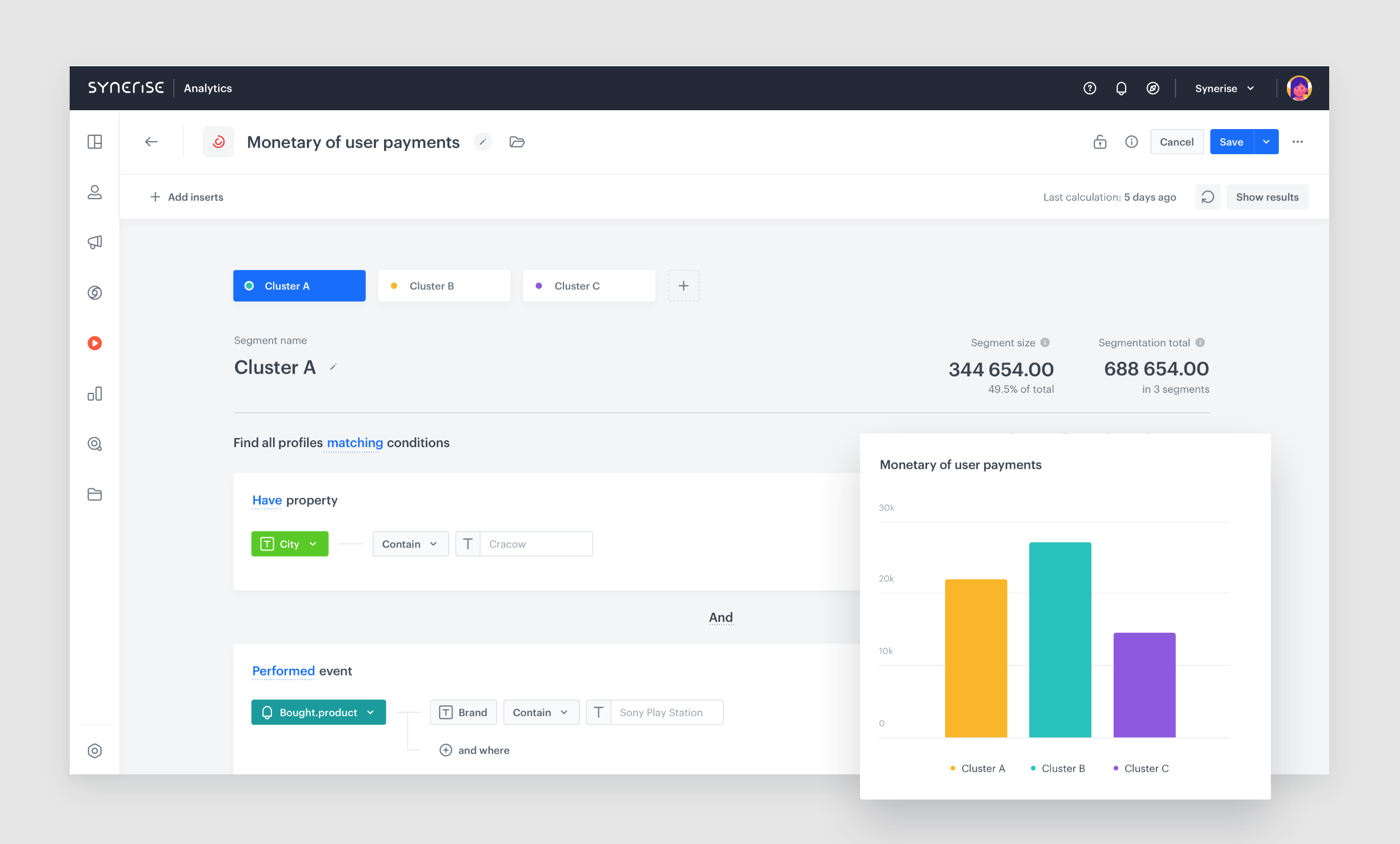 Screenshot presenting analytics