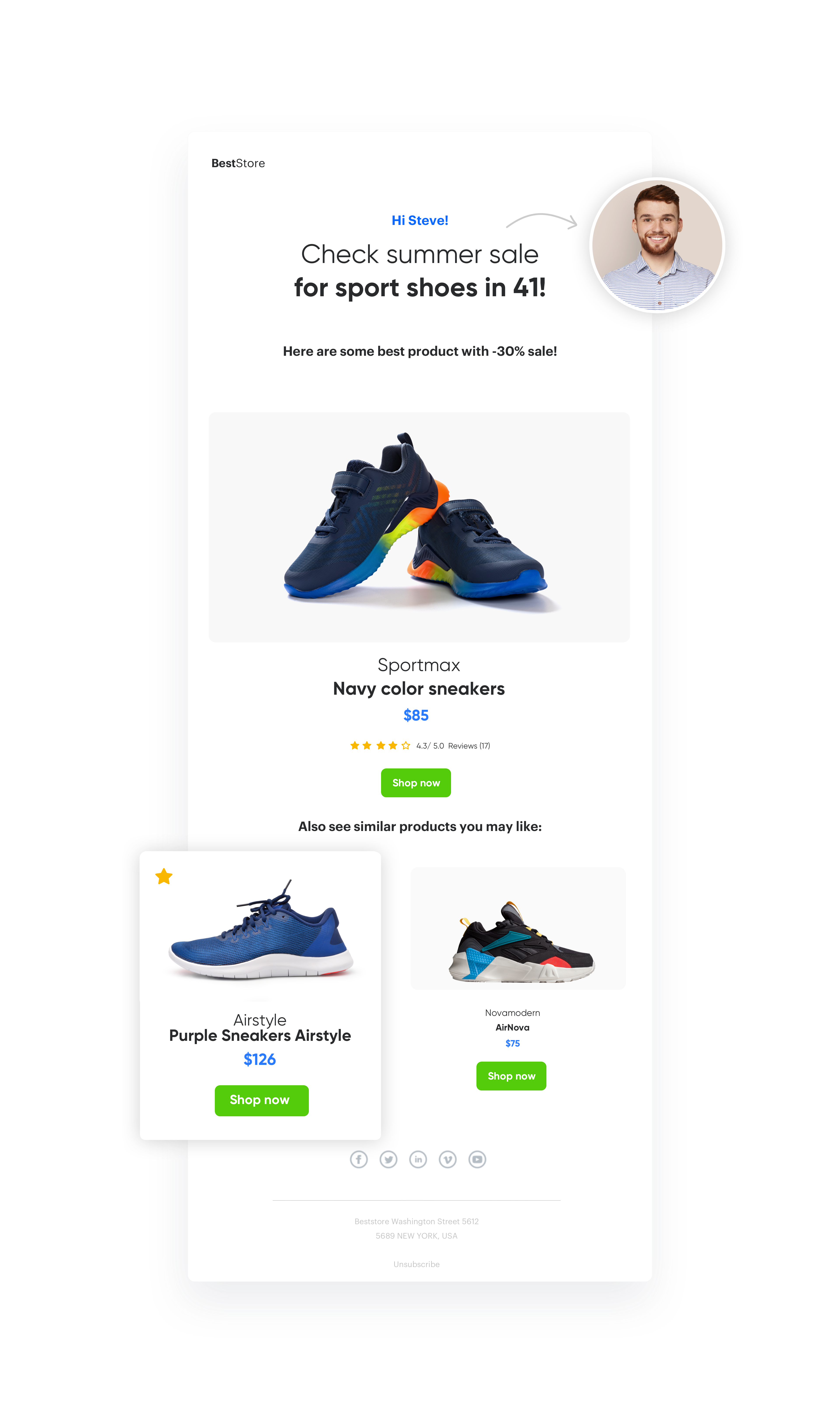 Screenshot presenting email with promotion